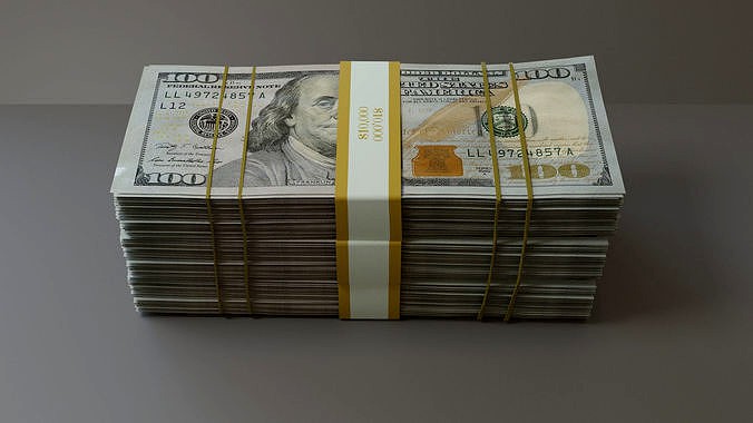 3D stack of dollars model