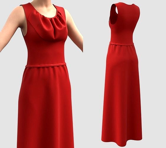 Ladies Long Red sleeveless