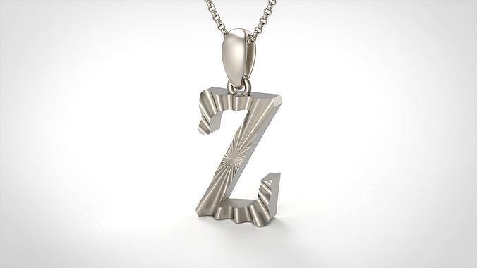 Model 440 Alphabets Necklace  The Letter Z Necklace Wave | 3D