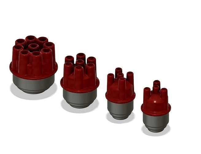 3d printable scale car model power distributors with wire holes 3D