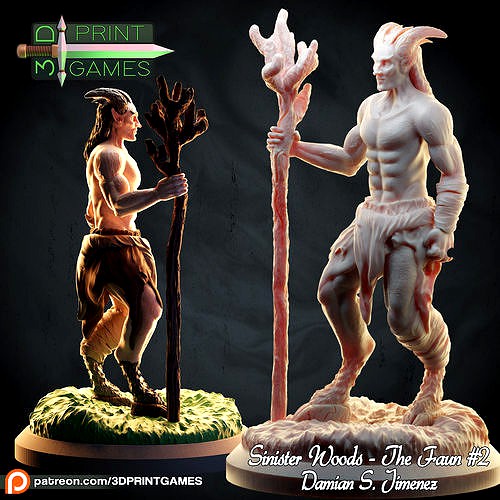 Faun 2 - Pre-supported 3D printable character for tabletop games | 3D