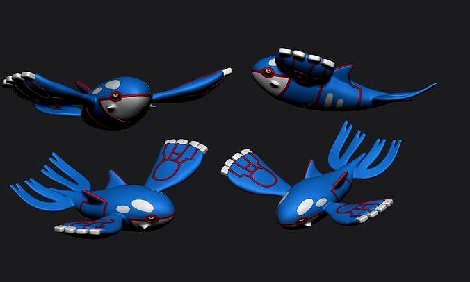 Pokemon - Kyogre with cuts and as a whole | 3D