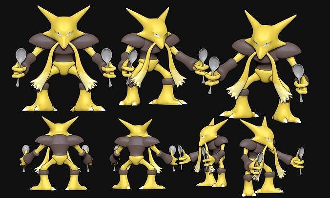 Pokemon - Alakazam with cuts and as a whole | 3D