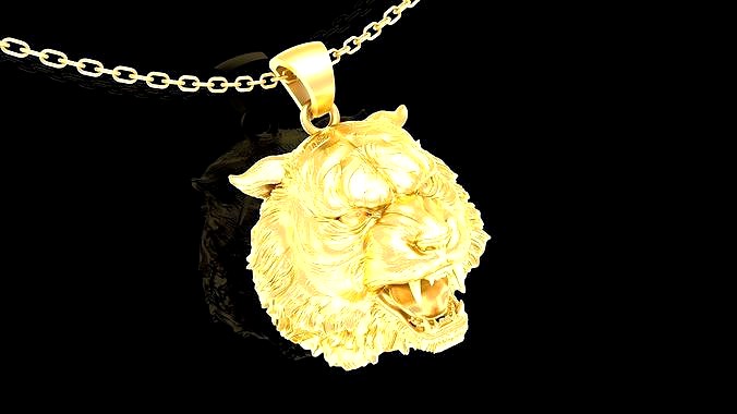 Tigger Head Pendant jewelry Gold | 3D