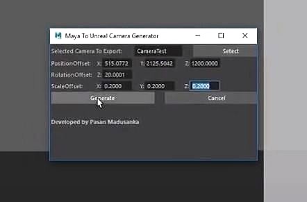 Maya to Unreal Engine Camera exporter