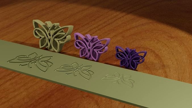 Sello mariposas alfareria y otras masas  | 3D