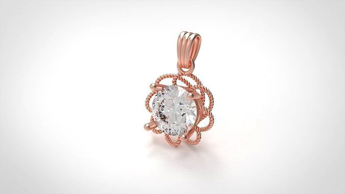 Model 335 Diamond Auger Wire Pendant | 3D