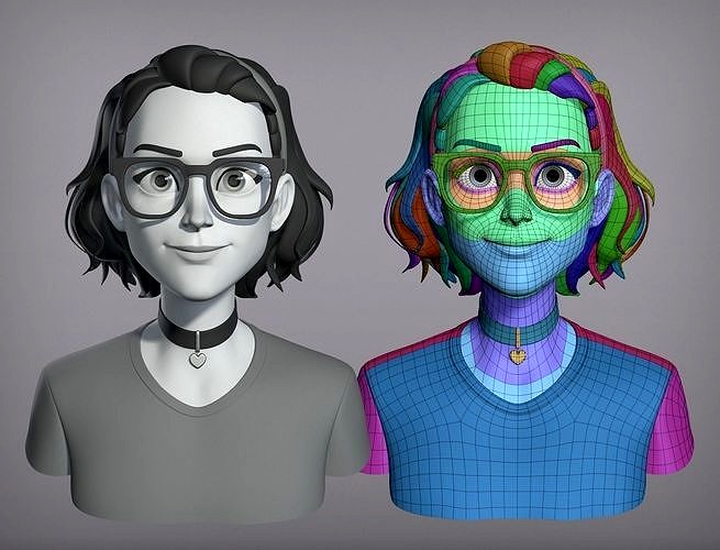 Cartoon female character Tianna base mesh