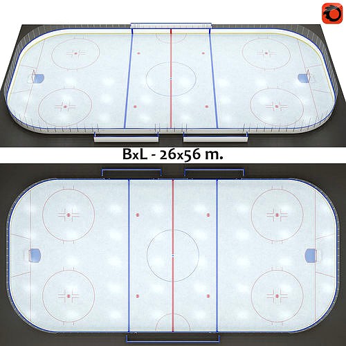 Hockey rink 26x56 m with NHL markings