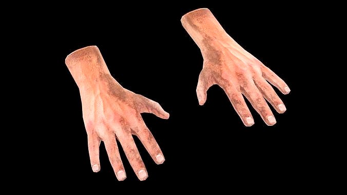 Hand Rigged - Male Rough Hands with Nails