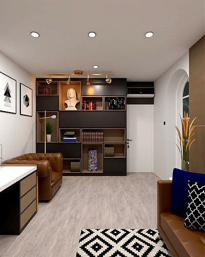 Scandinavian Small Office Home Office 3D Model Ready to Render