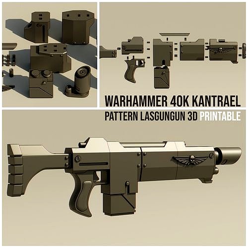 Warhammer 40K Kantrael Pattern Lasgun Gun 3D Printable model