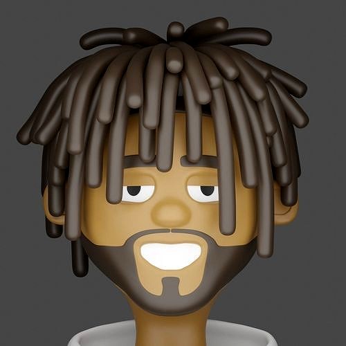 Man with dreadlocks High-poly