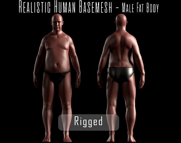 Realistic Human Basemesh - Rigged - UVMapped - Plus size Man