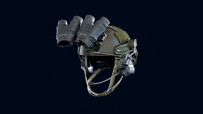 Military light helmet with night vision goggles