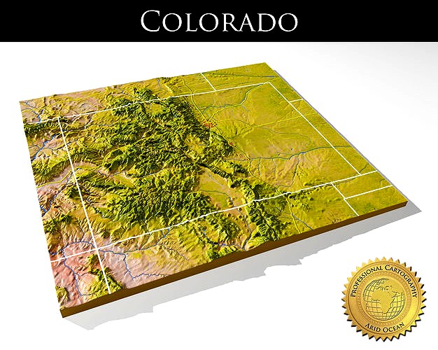 Colorado High resolution 3D relief maps model