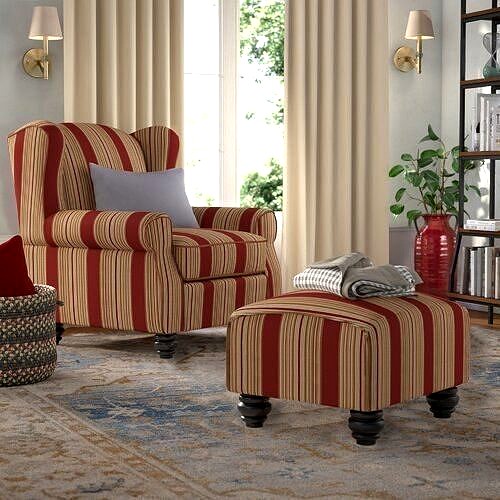 Brougham Wingback Chair and Ottoman - 2 Colour