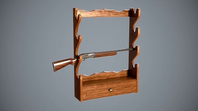 Wooden Gun Rack Game-ready 3d model
