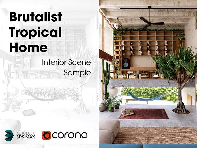 A Brutalist Tropical Home - Interior Scene 1 - Realistic Sample