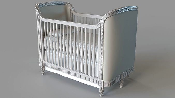 Belle Upholstered Crib Antique Grey Mist Belgian Linen Dove