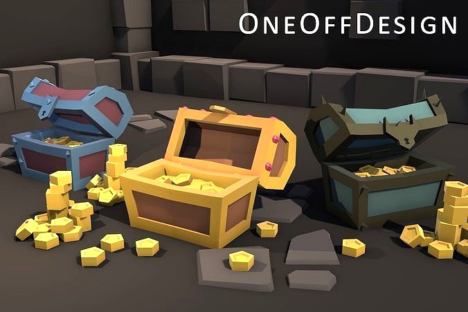 Lowpoly Treasure Chests - Animated Stylized Cartoon Game Asset