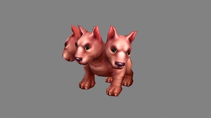Cartoon Hellhound - Three headed dog