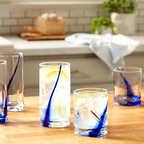 Libbey Blue Ribbon Impressions Tumbler and Rocks Glass Set