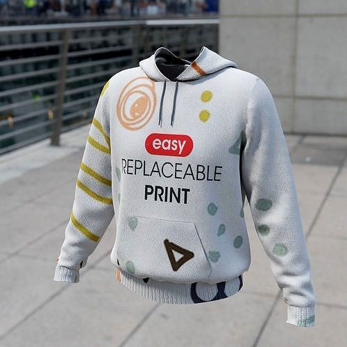 Replaceable print hoodie sweatshirt - male