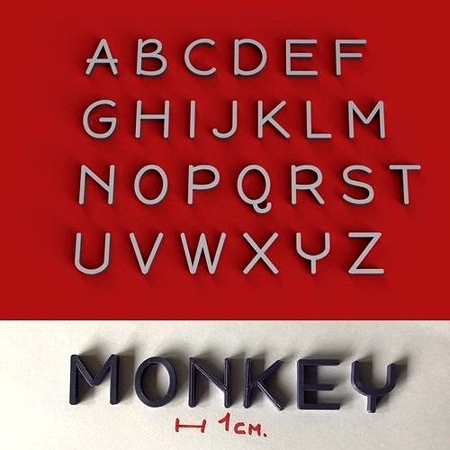 MONKEY uppercase and lowercase 3D Letters STL FILE | 3D