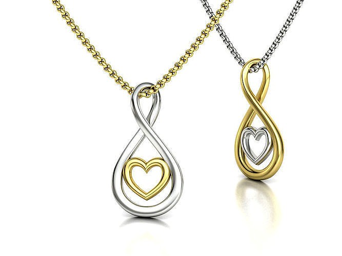 Infinity Heart Necklace 20mm Solid NECKLACE printable 3dmodel | 3D