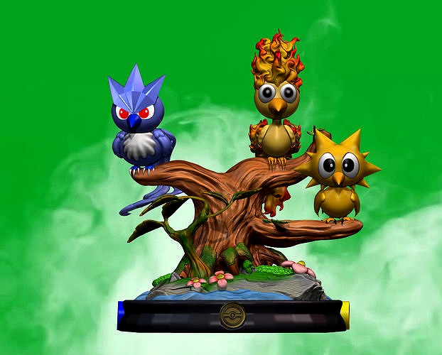 Diorama 3 legendary birds Pokemon | 3D