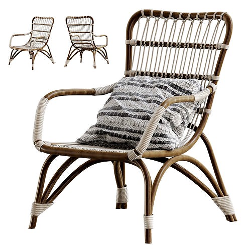 Moka natural rattan armchair