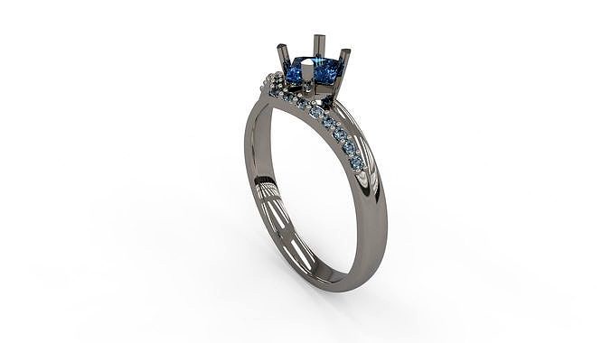 Woman Solitaire Ring 193 | 3D