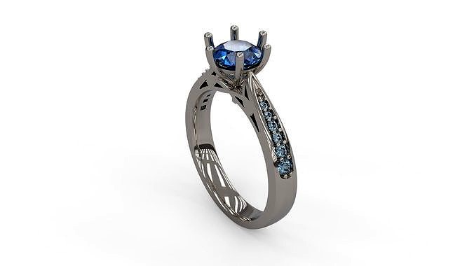 Woman Solitaire Ring 154 | 3D