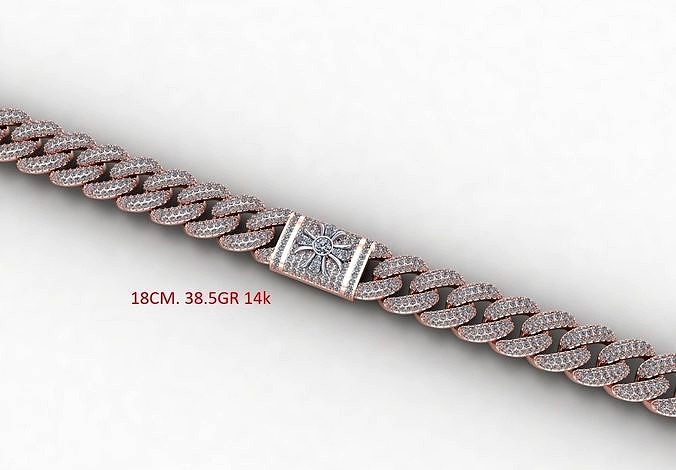 Diamond cuban chain link width 12mm | 3D