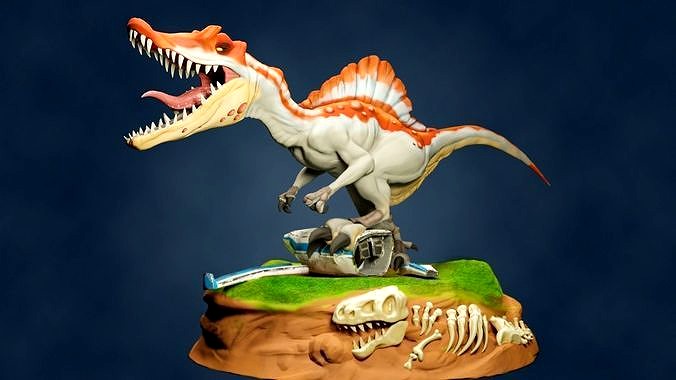 Spinosaurus Miniature Print Also With Textures  Two Versions | 3D