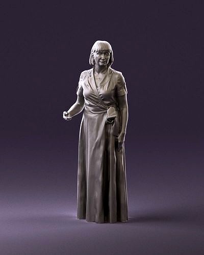 Woman in blue long dress 0921 3D Print Ready | 3D