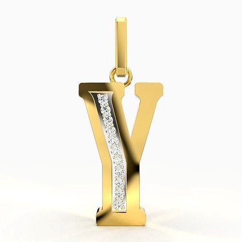 Y SCRIPT DIAMOND PENDANT | 3D