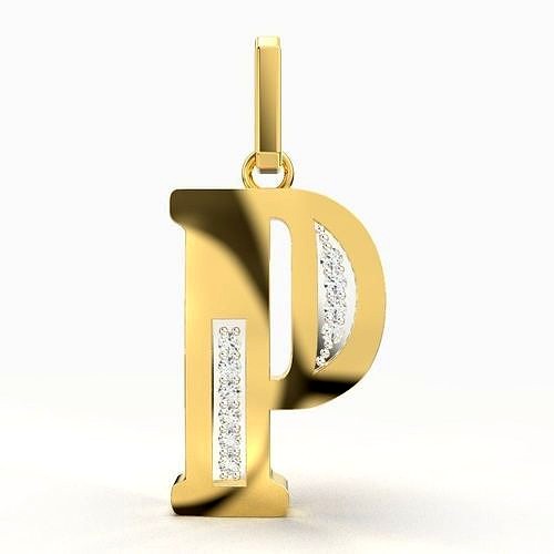 P SCRIPT DIAMOND PENDANT | 3D