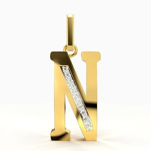 N SCRIPT DIAMOND PENDANT | 3D