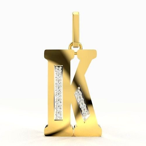 K  SCRIPT DIAMOND PENDANT | 3D