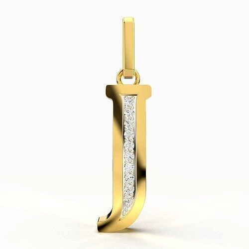 J  SCRIPT DIAMOND PENDANT | 3D