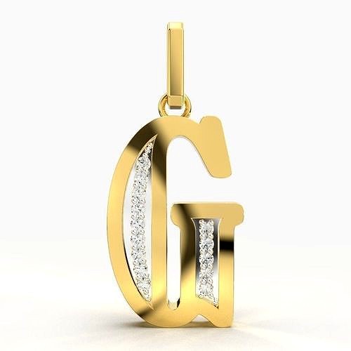 G SCRIPT DIAMOND PENDANT | 3D