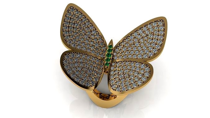 moving butterfly ring | 3D