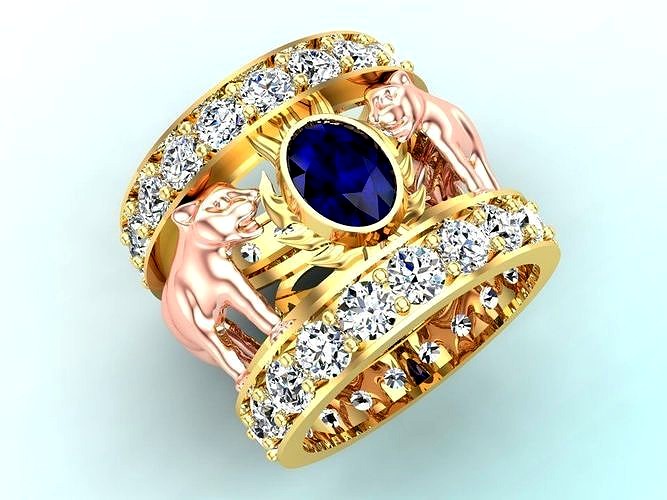 Double Leopard Rings - Double Cat Rings | 3D