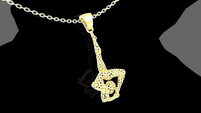 Ballerina Voronoi Pendant jewelry Gold | 3D
