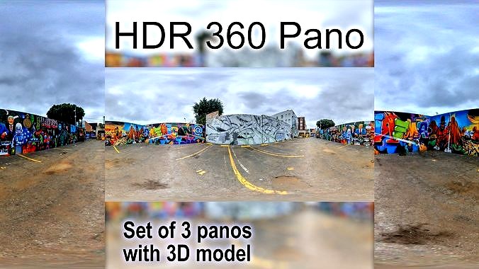 HDR 360 Panos PLUS 3D model of DTLA Arts District Graffiti alley