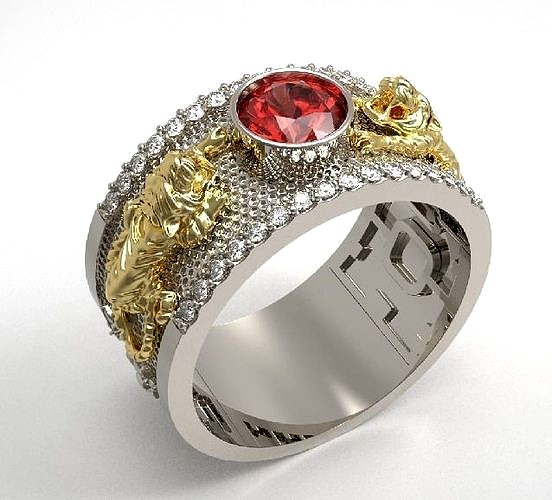 Tiger diamond ring  | 3D