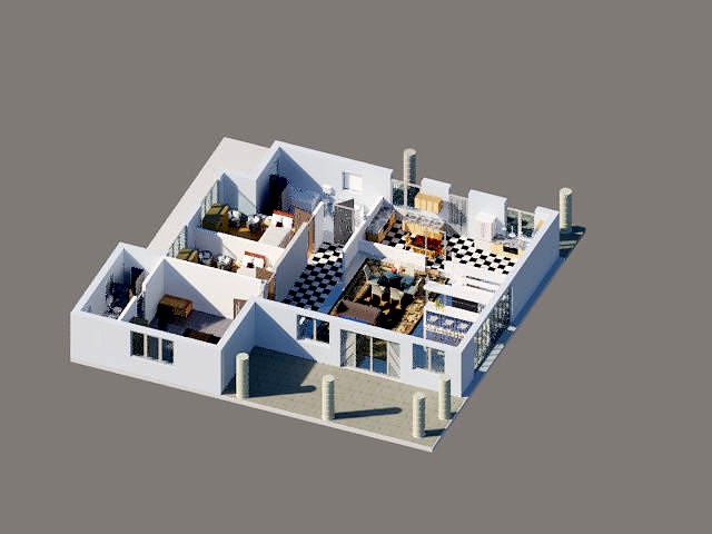 3d floorplan with basic assets