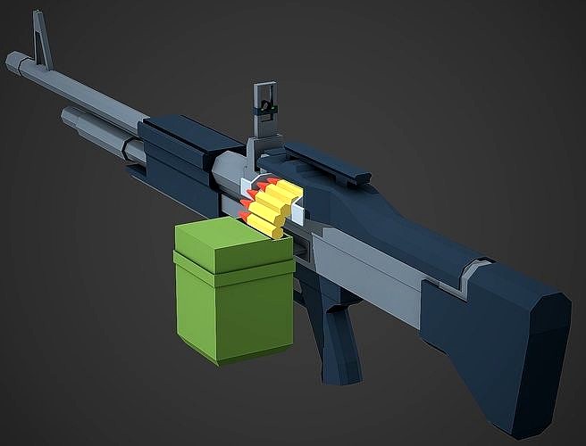 Stylized M60 LMG Low Poly Mobile Ready